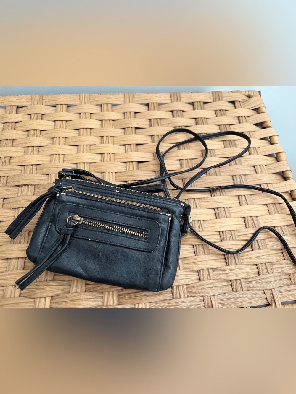 Black Crossbody Bag with Zip Pockets